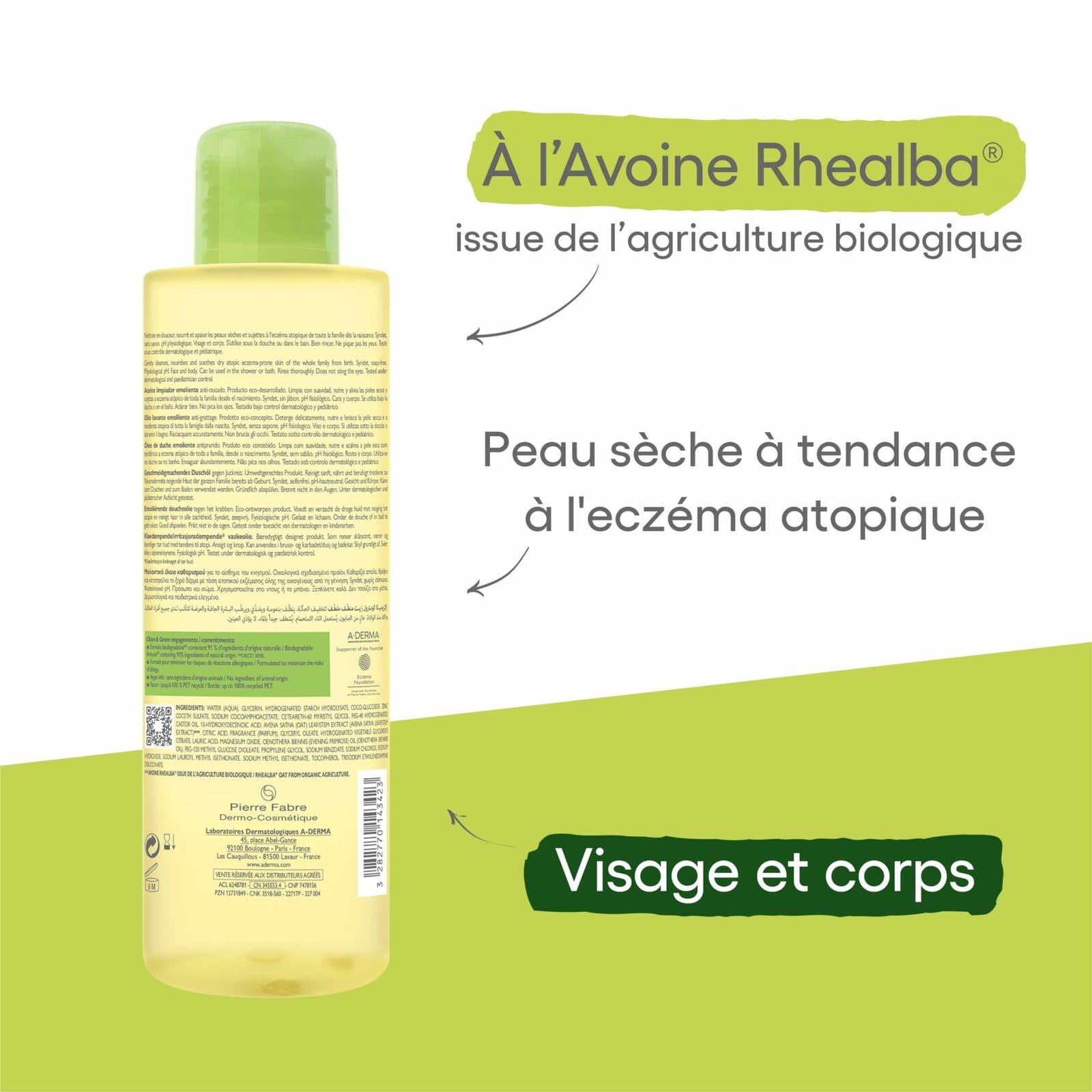 A-DERMA — EXOMEGA CONTROL HUILE LAVANTE ÉMOLLIENT ANTI-GRATTAGE 500 ml — 2