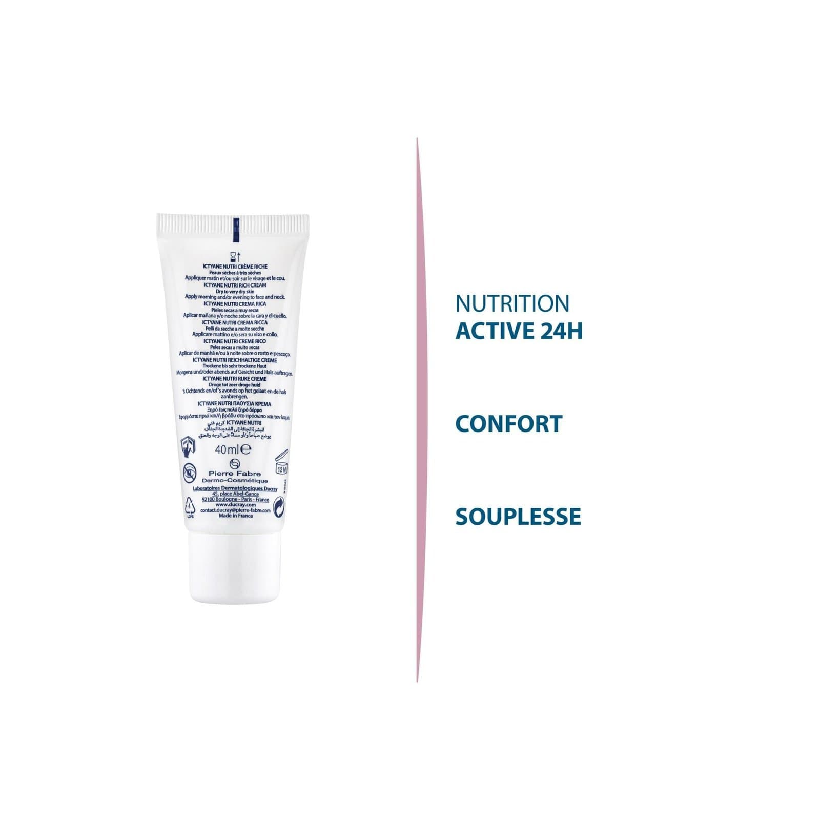 Ducray — Crème riche Visage — Crème visage peau sèche — Ictyane Nutri 40 ml — 2