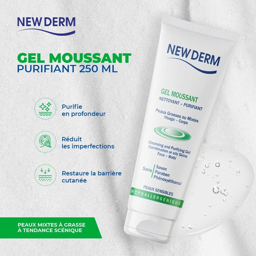 NEW DERM GEL MOUSSANT PURIFIANT 250 ML — 2
