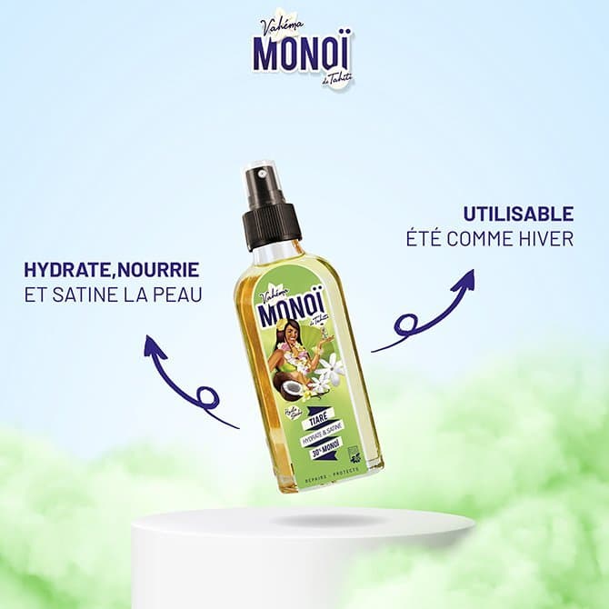 Vahéma Monoi Huile sèche Tiaré – 30% Monoï 100ml — 2
