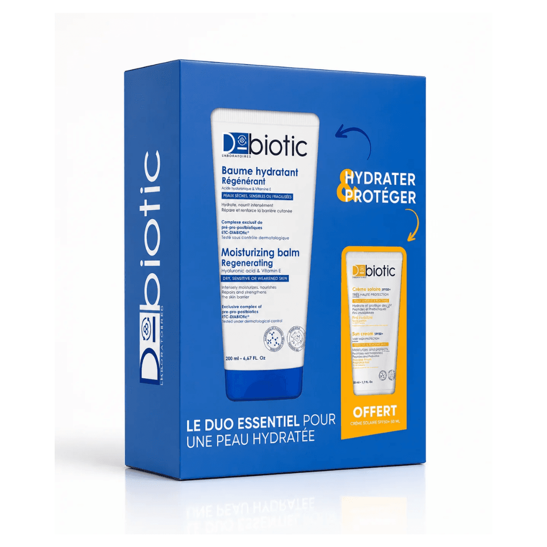 D-Biotic Duo Essentiel Baume Hydratant Régénérant 200 ml + Mini Crème Solaire SPF 50+ Offerte